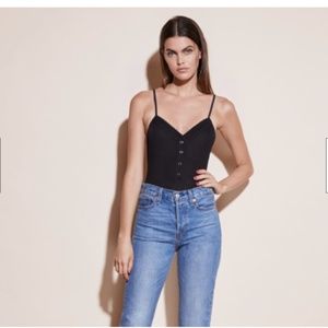 Fleur du Mal RIBBED KNIT SNAP FRONT BODYSUIT S M